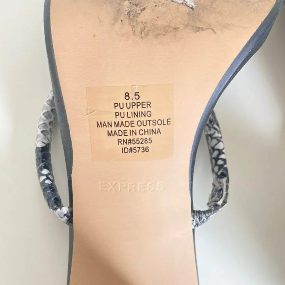 Express Black Square Toe Slip On Heeled Sandals Size 8.5 - Picture 9 of 12